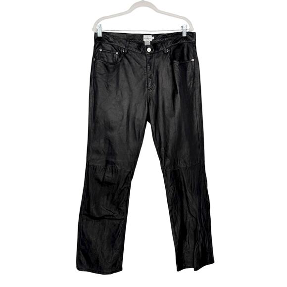 Calvin Klein Jeans Vintage 90s Y2K 100% Leather Soft Flexible Lined Pants Sz 14 - Picture 1 of 14